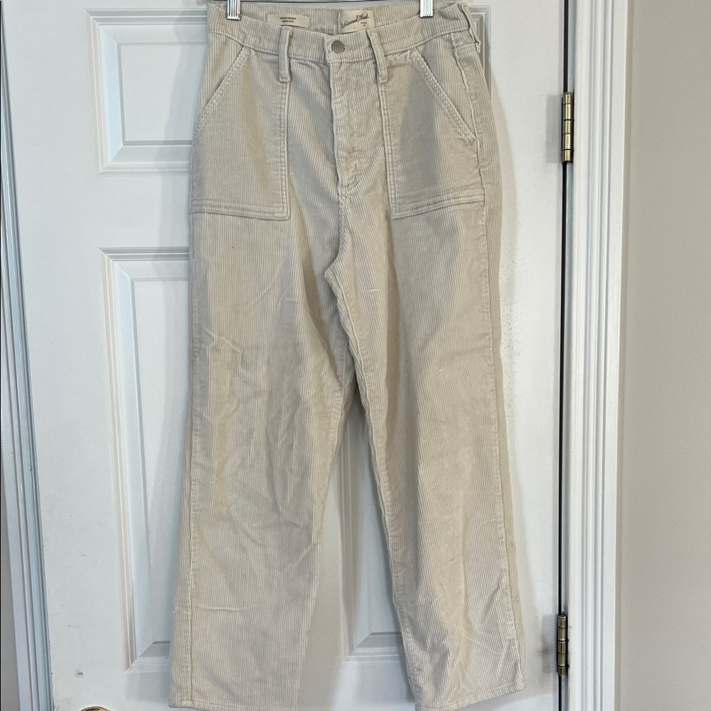 Womens Cream / Off White color Corduroy Pants